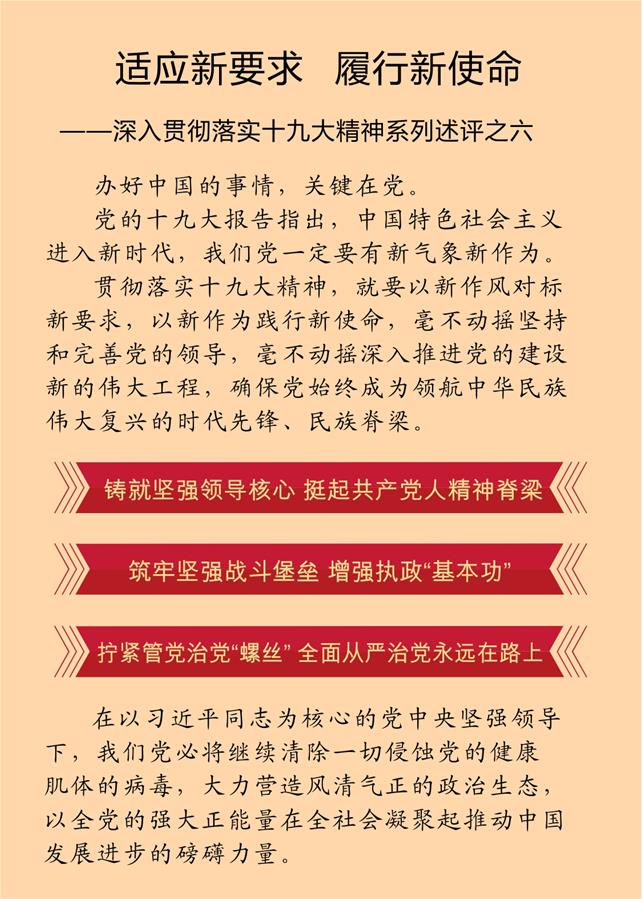 （新華全媒頭條&middot;圖文互動）（1）適應新要求 履行新使命&mdash;&mdash;深入貫徹落實十九大精神系列述評之六