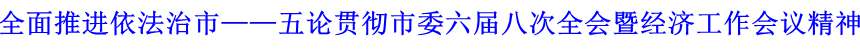 全面推進依法治市&mdash;&mdash;五論貫徹市委六屆八次全會暨經濟工作會議精神